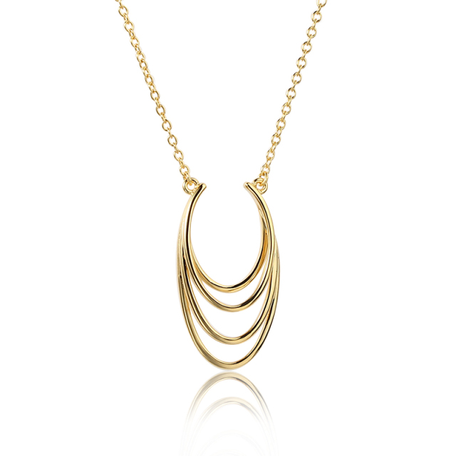 925 Sterling Silver Simple Lines Pendant Necklace