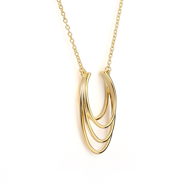 925 Sterling Silver Simple Lines Pendant Necklace