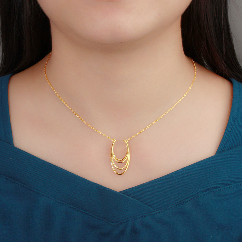 925 Sterling Silver Simple Lines Pendant Necklace