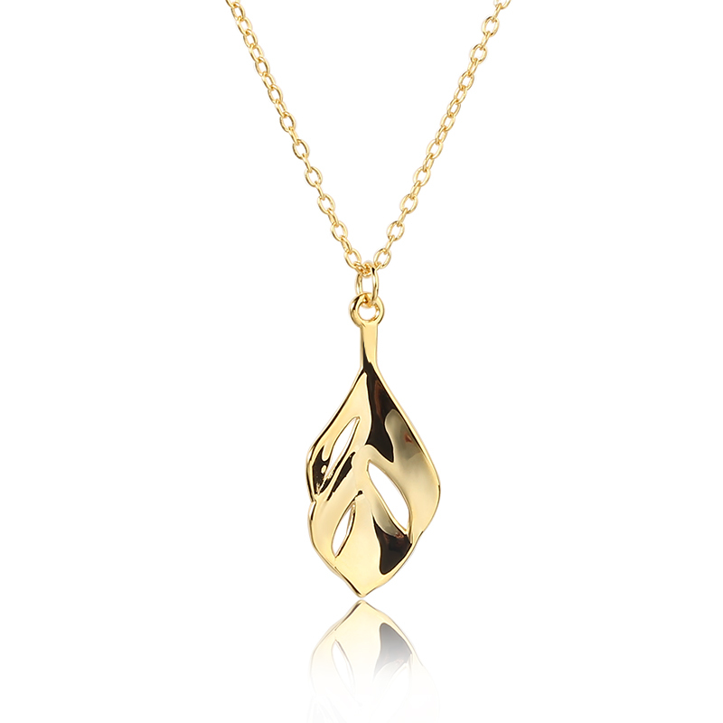 925 Sterling Silver Brush Leaf Pendant Necklace