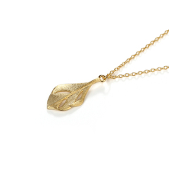 925 Sterling Silver Brush Leaf Pendant Necklace