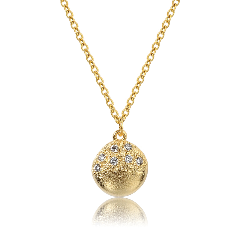 925 Sterling Silver Hammered CZ Necklace