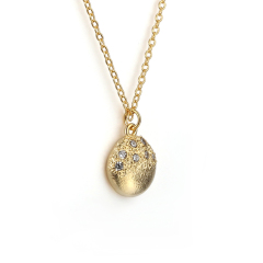 925 Sterling Silver Hammered CZ Necklace