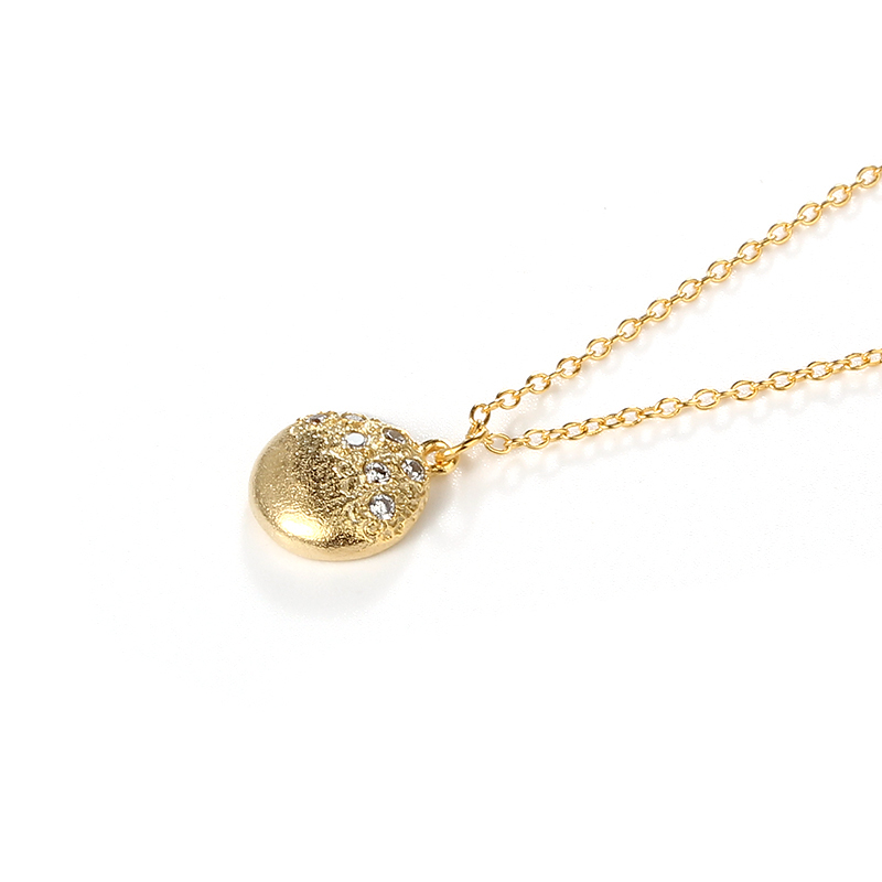 925 Sterling Silver Hammered CZ Necklace