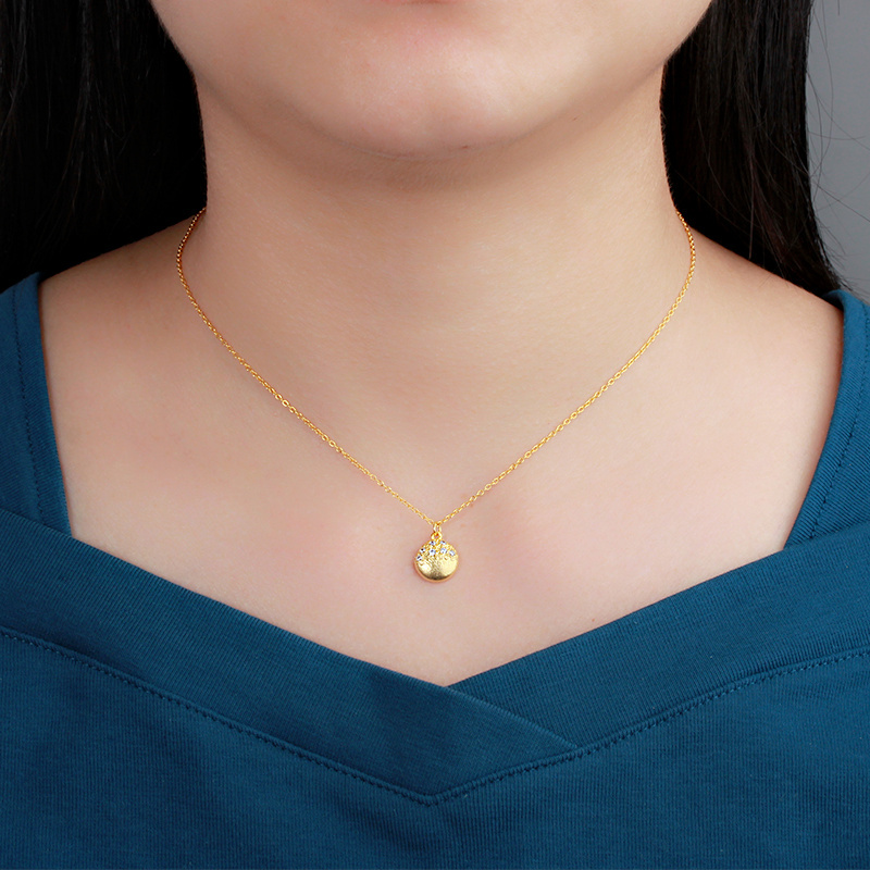 925 Sterling Silver Hammered CZ Necklace