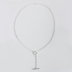 Sterling Silver 925 Diamond Cut Paperclip Chain With Toggle Clasp Necklac