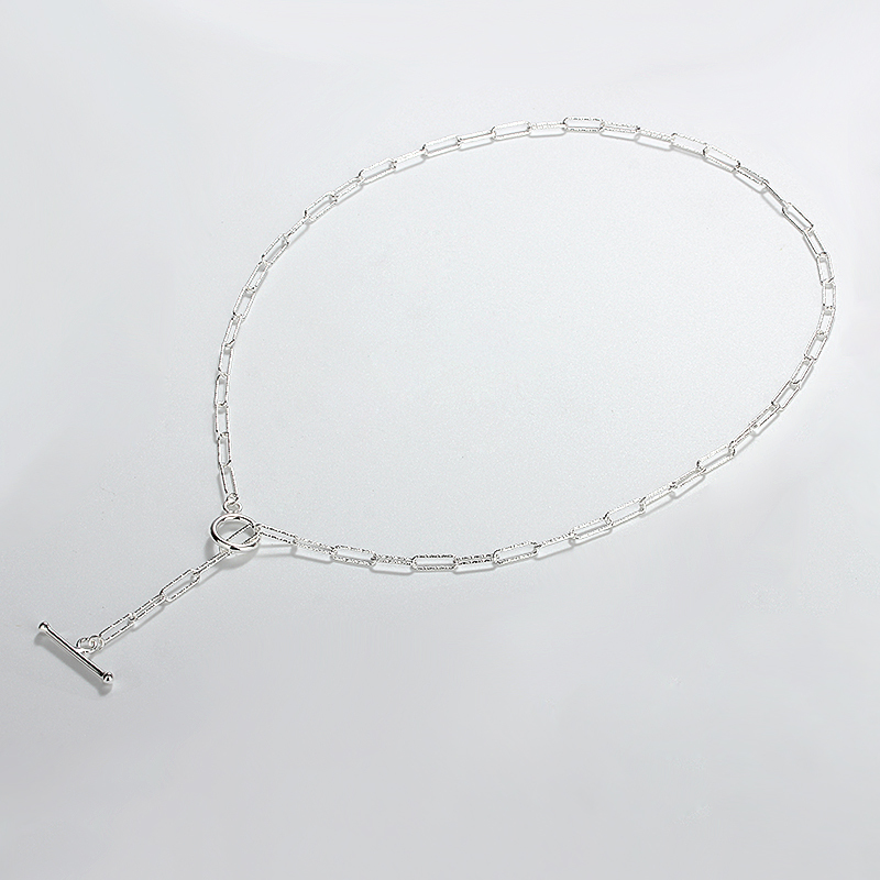 Sterling Silver 925 Diamond Cut Paperclip Chain With Toggle Clasp Necklac