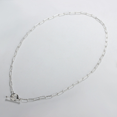 Sterling Silver 925 Diamond Cut Paperclip Chain With Toggle Clasp Necklac