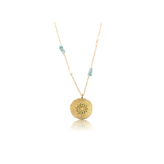 925 Sterling Silver Handmade Hammered Surface Pendant And Gemstone Pearl Necklace