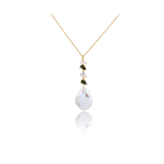 925 Sterling Silver Baroque and Pear CZ Pendant Necklace