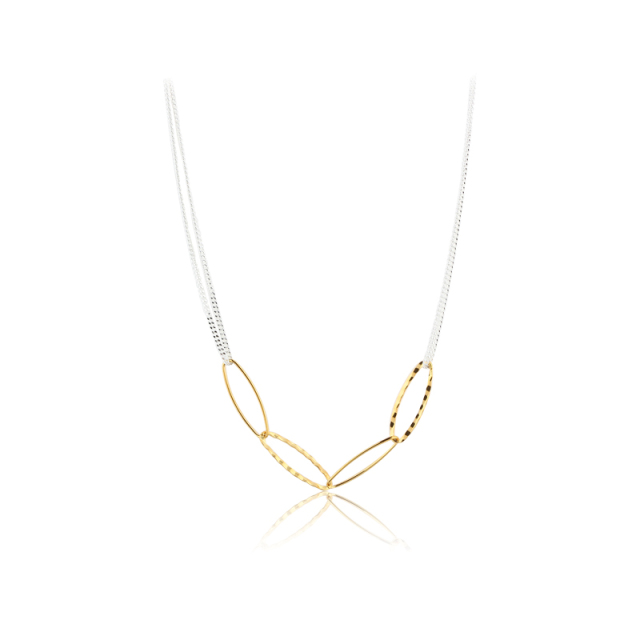Two Tones Color 925 Sterling Silver Necklace