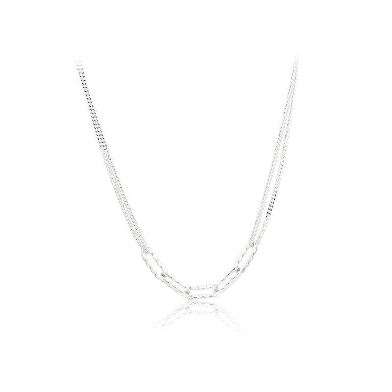 Two Tones Color 925 Sterling Silver Necklace