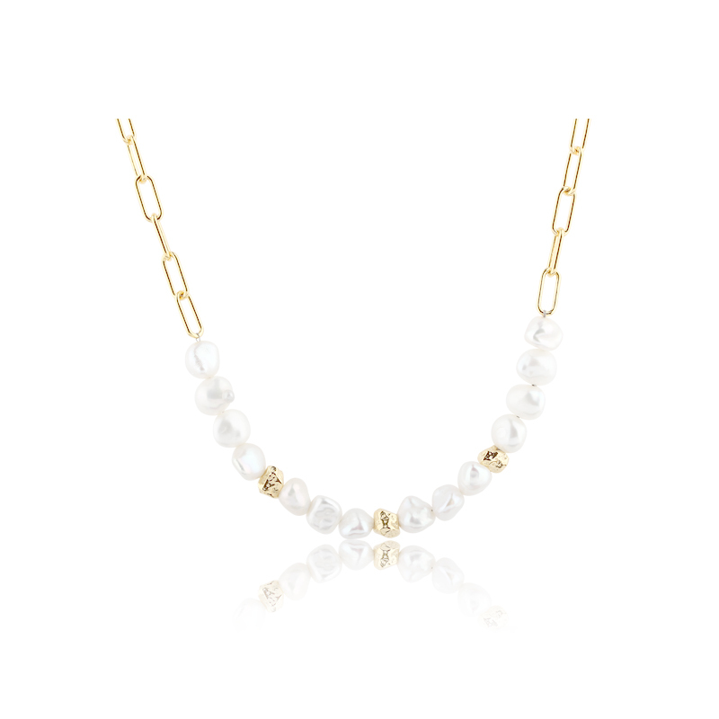 925 Sterling Silver Baroque Pearl Paperclip Chain Necklace