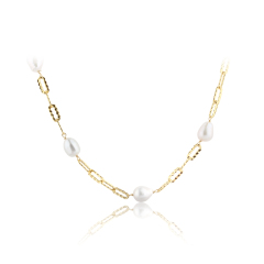 925 Sterling Silver Baroque Pearl Paperclip Chain Necklace