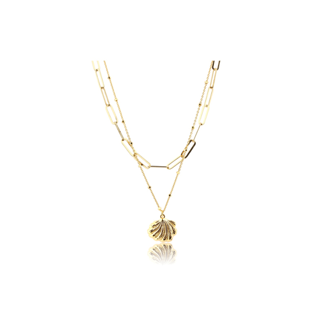 925 Sterling Silver Ocean Shell Paperclip Chain Necklace