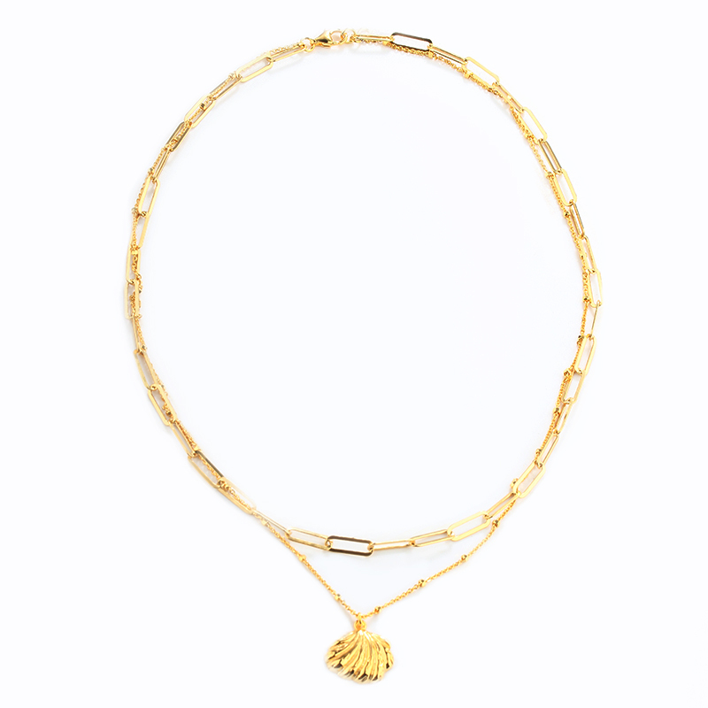 925 Sterling Silver Ocean Shell Paperclip Chain Necklace