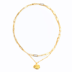 925 Sterling Silver Ocean Shell Paperclip Chain Necklace