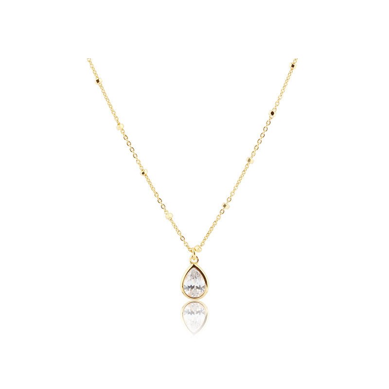 925 Sterling Silver Pear CZ Necklace