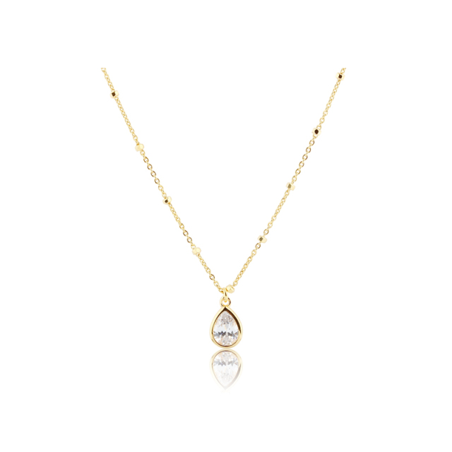 925 Sterling Silver Pear CZ Necklace