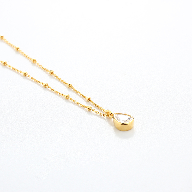 925 Sterling Silver Pear CZ Necklace