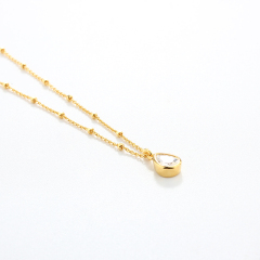 925 Sterling Silver Pear CZ Necklace