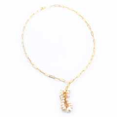 925 Sterling Silver Long Baroque Pearl Paperclip Chain Necklace