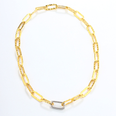 925 Sterling Silver Hammered Paperclip Chain Necklace