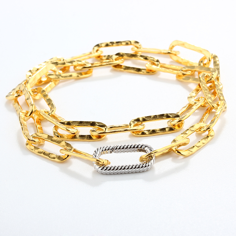 925 Sterling Silver Hammered Paperclip Chain Necklace