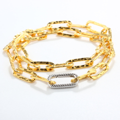 925 Sterling Silver Hammered Paperclip Chain Necklace