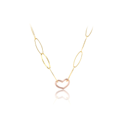 925 Sterling Silver Unusual Heart Clasp Fancy Chain Necklace