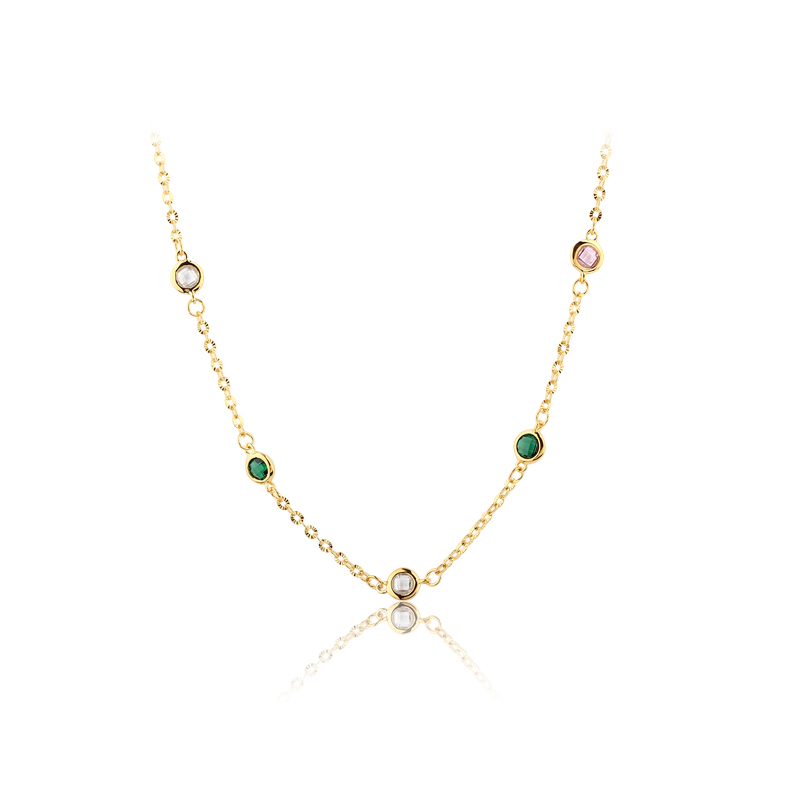 925 Sterling Silver 4mm Round CZ Sunflower Necklace