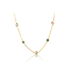 925 Sterling Silver 4mm Round CZ Sunflower Necklace