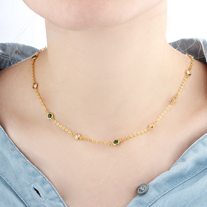 925 Sterling Silver 4mm Round CZ Sunflower Necklace