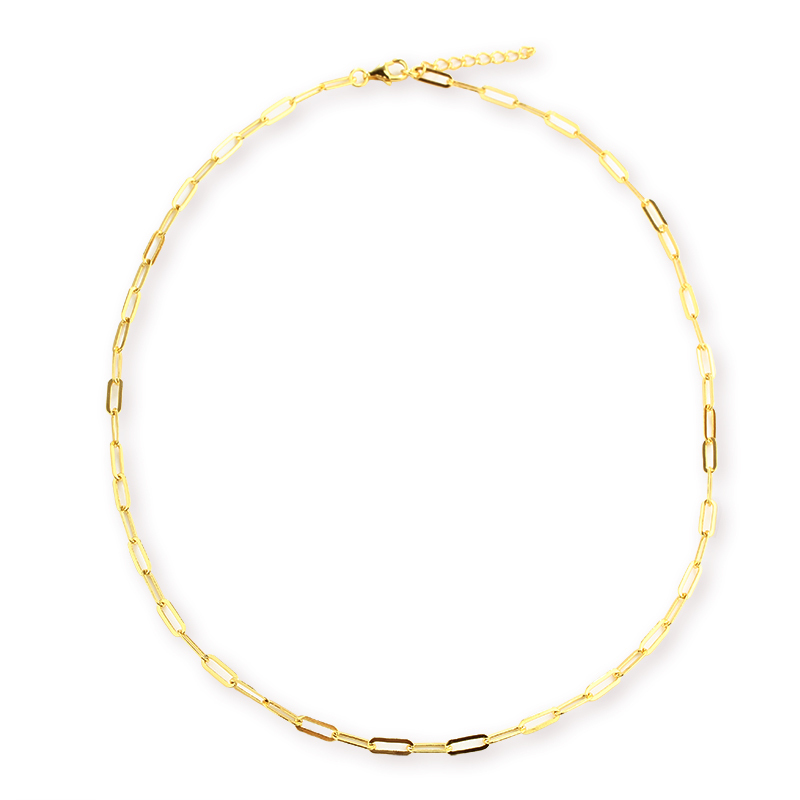 925 Sterling Silver Shiny Flat Link Paperclip Chain Necklace