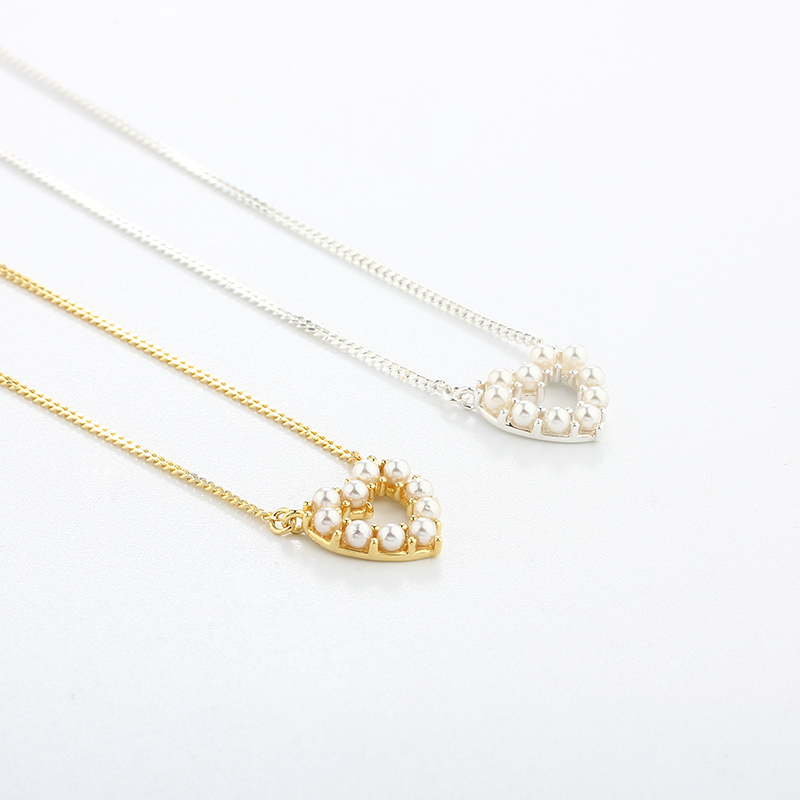 925 Sterling Silver Pearl Heart Necklace