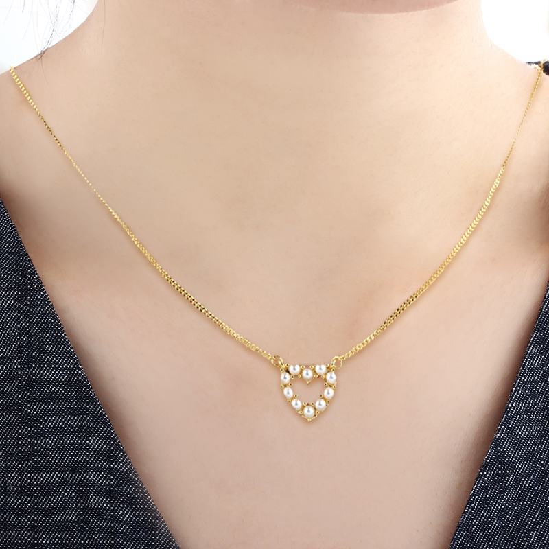 925 Sterling Silver Pearl Heart Necklace
