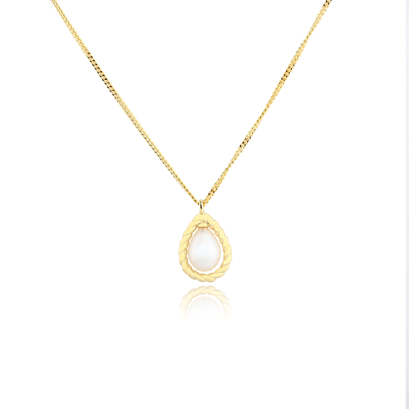925 Sterling Silver 6*8 Pearl Twists Drop Necklace