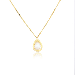 925 Sterling Silver 6*8 Pearl Twists Drop Necklace