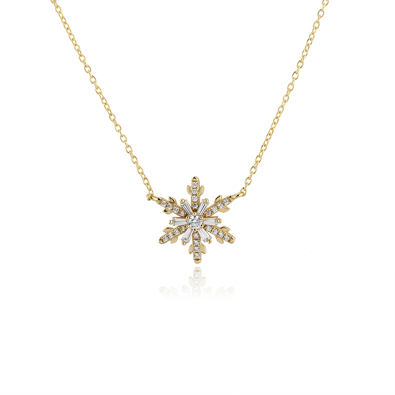 925 Sterling Silver CZ Snowflake Necklace