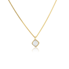 925 Sterling Silver 5*5mm Square Gemstone Necklace