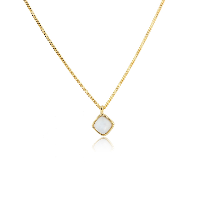 925 Sterling Silver 5*5mm Square Gemstone Necklace