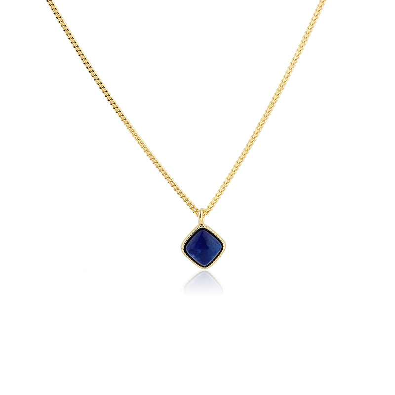 925 Sterling Silver 5*5mm Square Gemstone Necklace
