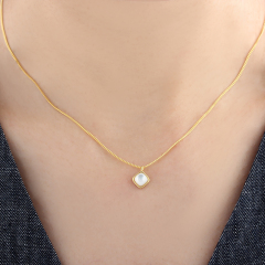 925 Sterling Silver 5*5mm Square Gemstone Necklace