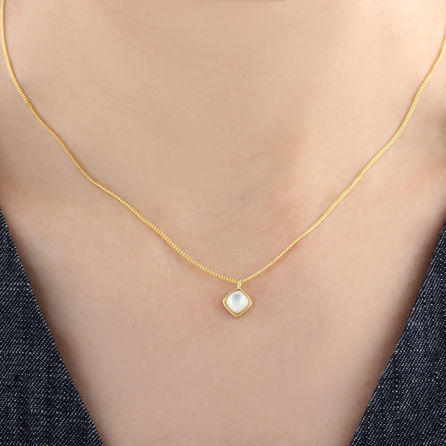 925 Sterling Silver 5*5mm Square Gemstone Necklace