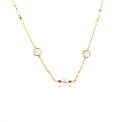 925 Sterling Silver Round Mother Pearl Necklace