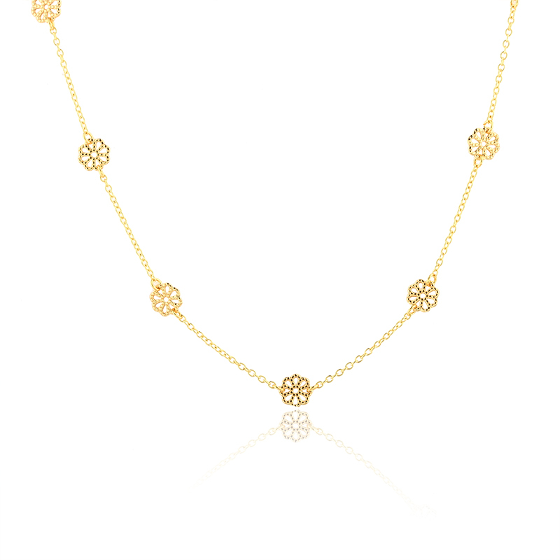 925 Silver Fancy Flower Necklace