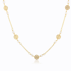 925 Silver Fancy Flower Pearl Necklace