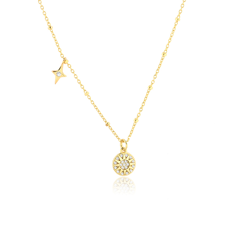 925 Sterling Silver Star And Sun Necklace