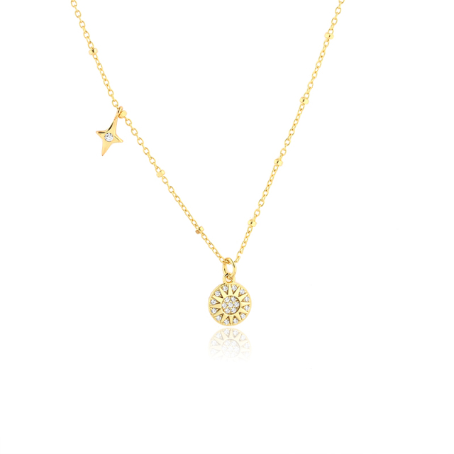 925 Sterling Silver Star And Sun Necklace