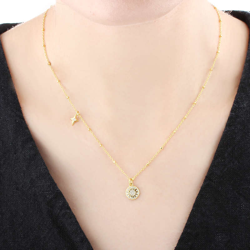 925 Sterling Silver Star And Sun Necklace